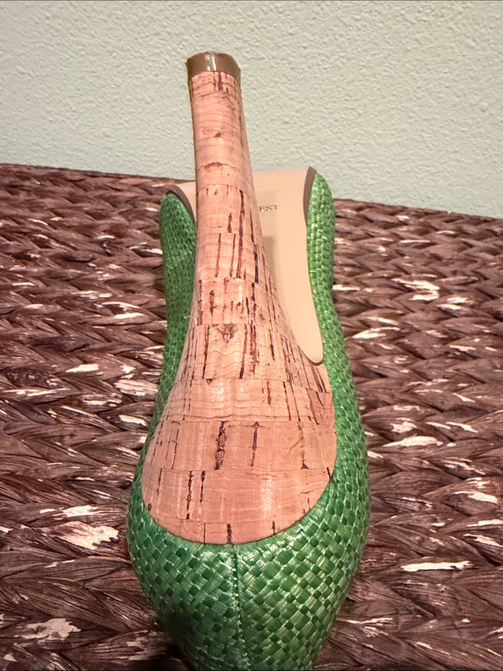Nine West Lime Green Woven Peep-Toe Pumps - Picture 4 of 5